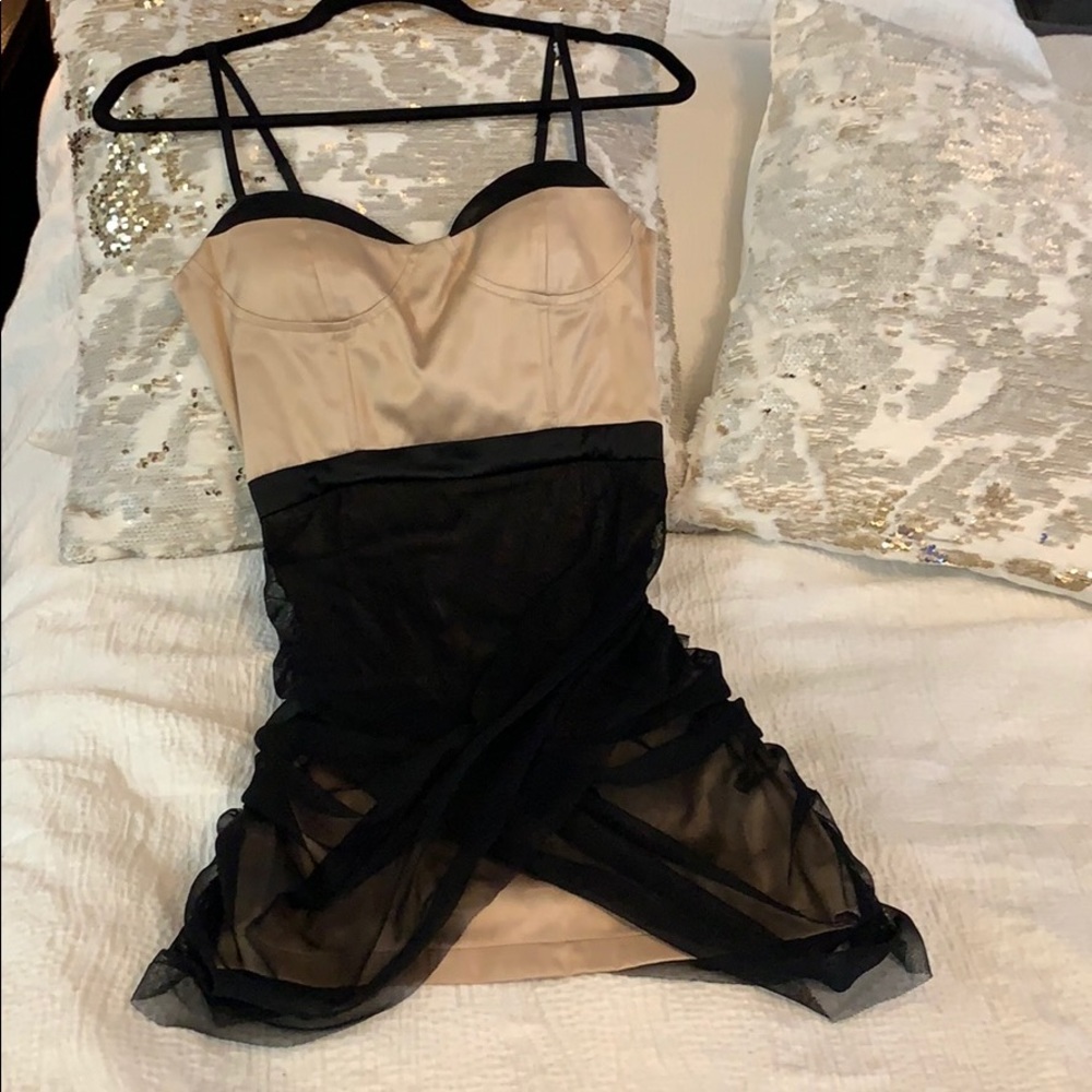 Satin and lace mini dress